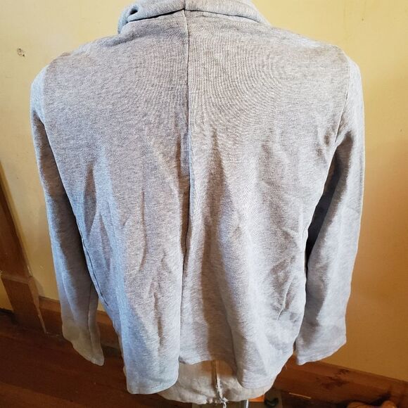 Eileen Fisher grey cotton drape front cardigan Large - Picture 5 of 5